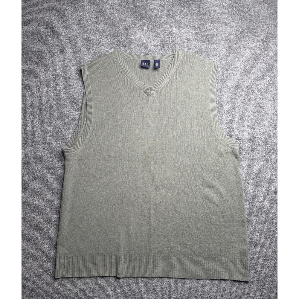 Vintage Gap Men's Vest Knit Sweater V-Neck L Gray Linen and Cotton  Blend